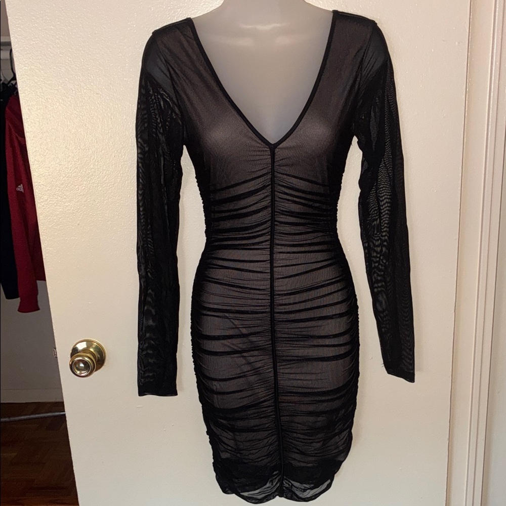 Elegant Black Mesh Dress